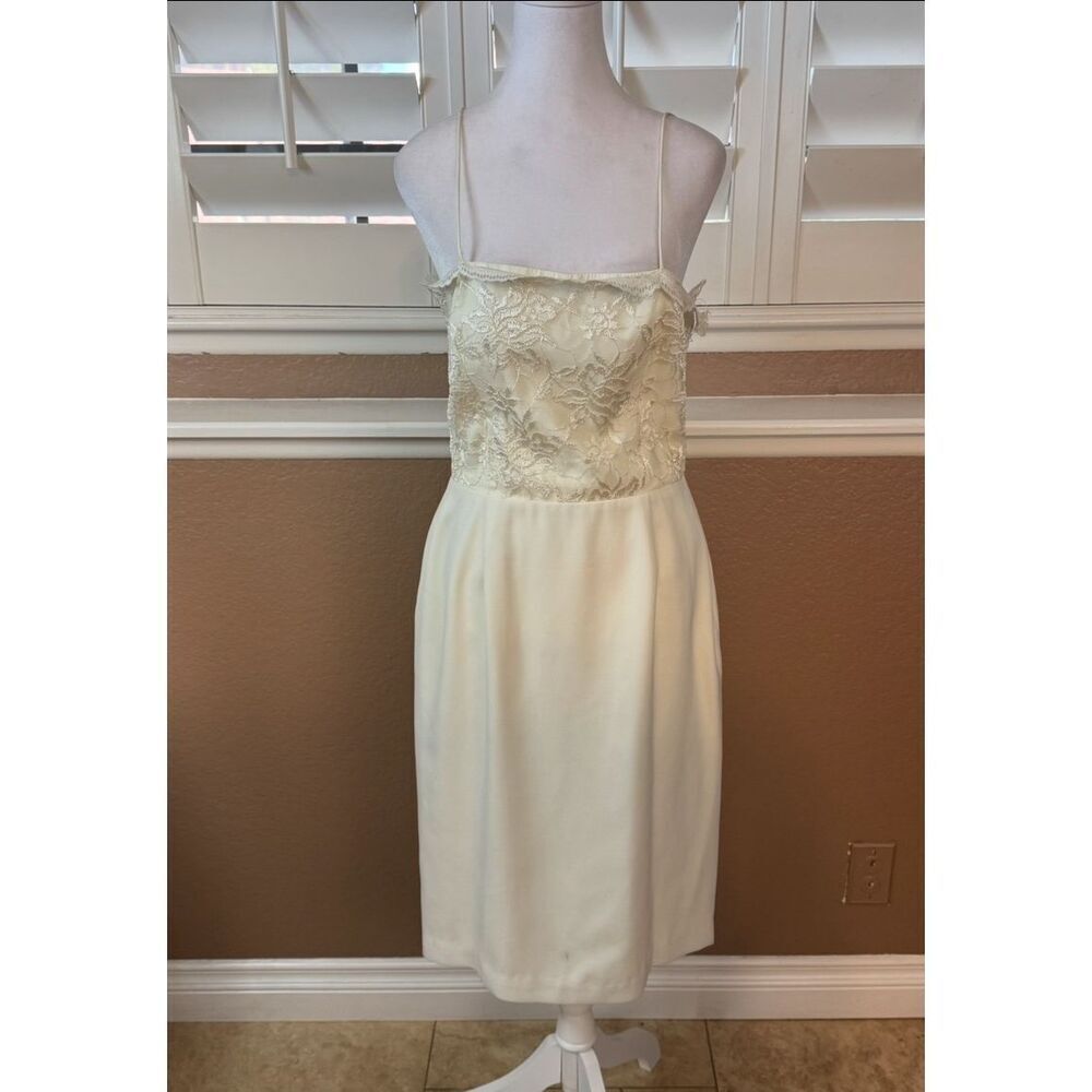 Nancy Bracoloni Size S Minimalist Wedding Dress Ivory Cream Tea Length Simple
